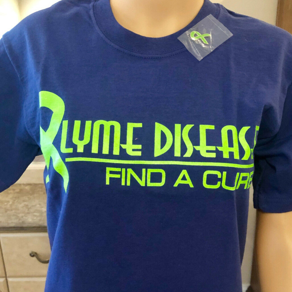 LYME DISEASE AWARENESS T-SHIRT & LAPEL PIN Sz S